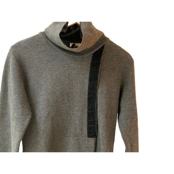 Studio 0001 by Ferre Dark Gray 100% Wool Turtleneck Velvet Trim Sweater 10 - Picture 3 of 12
